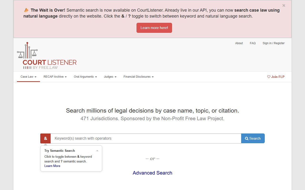 CourtListener docket search used for Harford County federal court dockets