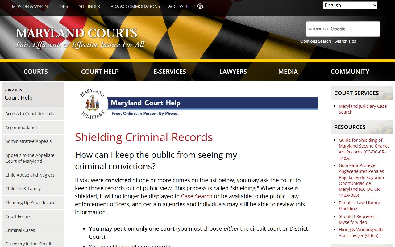 Maryland Judiciary shielding help for Harford County criminal records