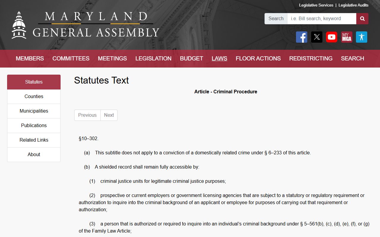 Maryland shielding petition statute for Harford County criminal records
