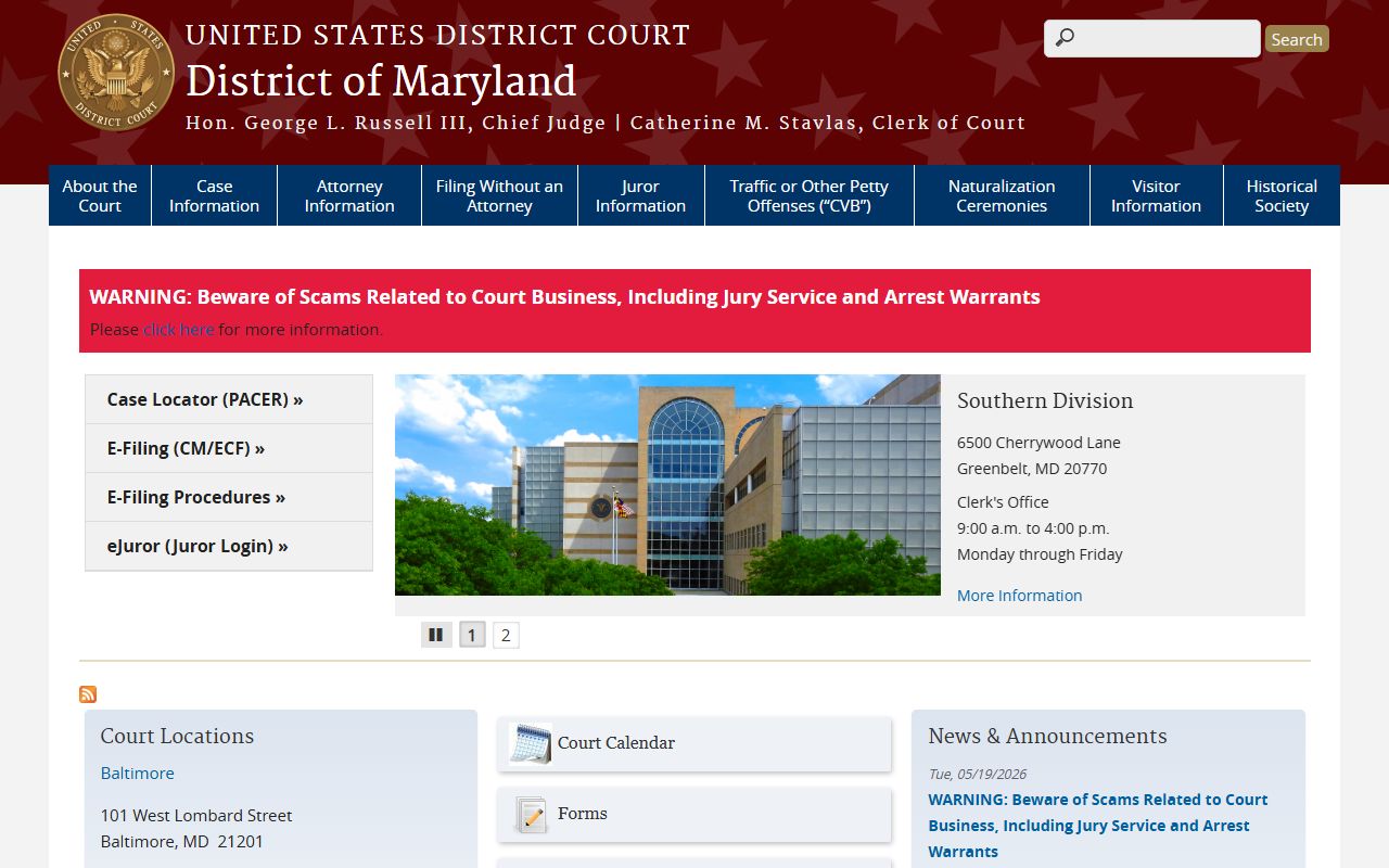 U.S. District Court for the District of Maryland serving Harford County
