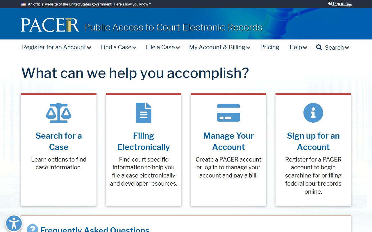 PACER federal case access for Harford County federal court records
