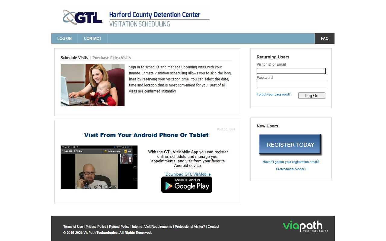 Harford County GTL visitation scheduling tied to jail population